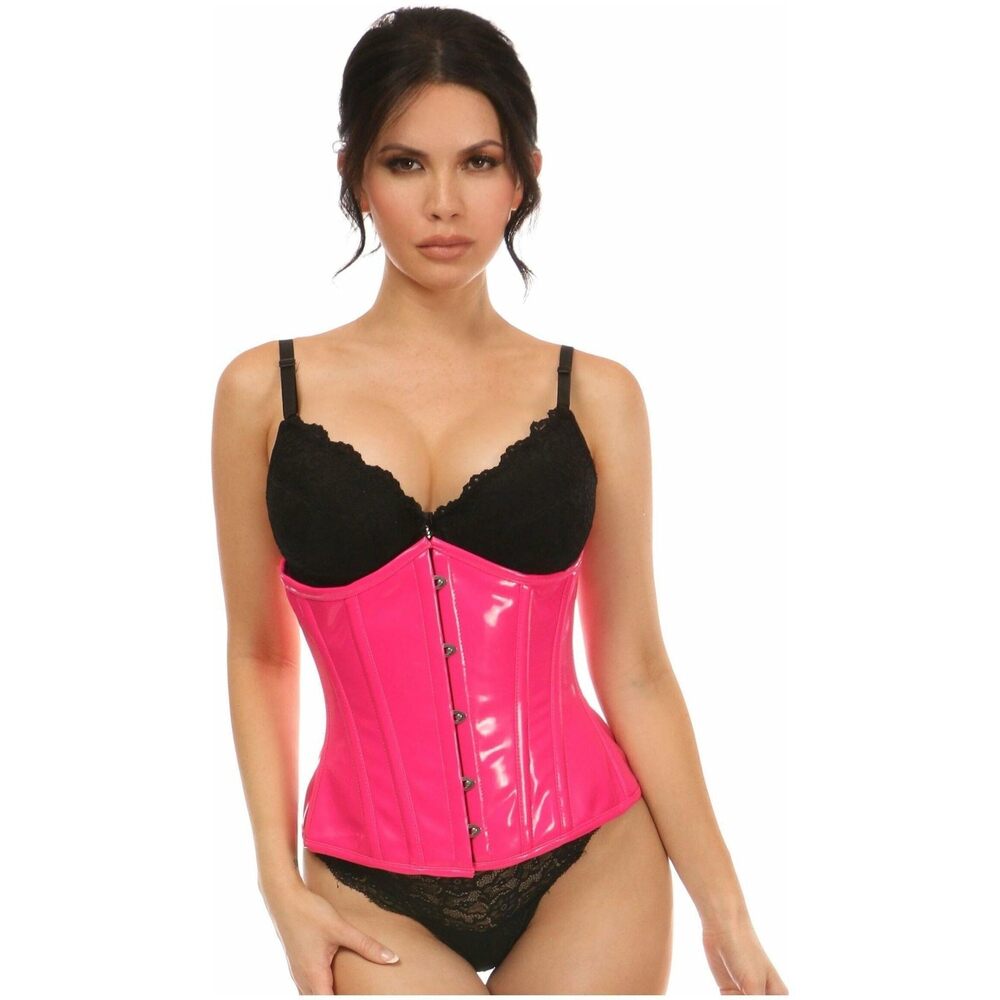 7910 Lavish Hot Pink Patent Underbust Corset Large
